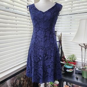 Vince Camuto Blue Sleeveless A-Line Midi Dress